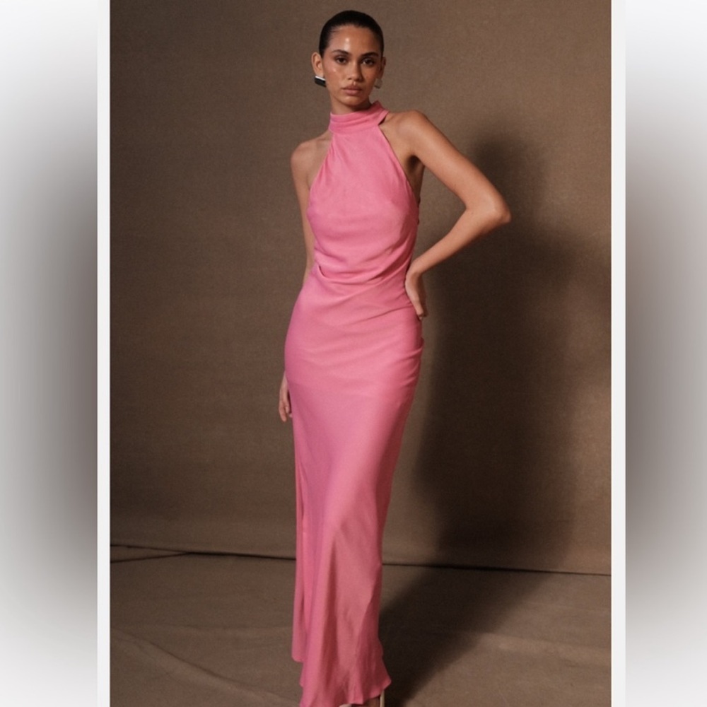 Claire satin drape back maxi dress